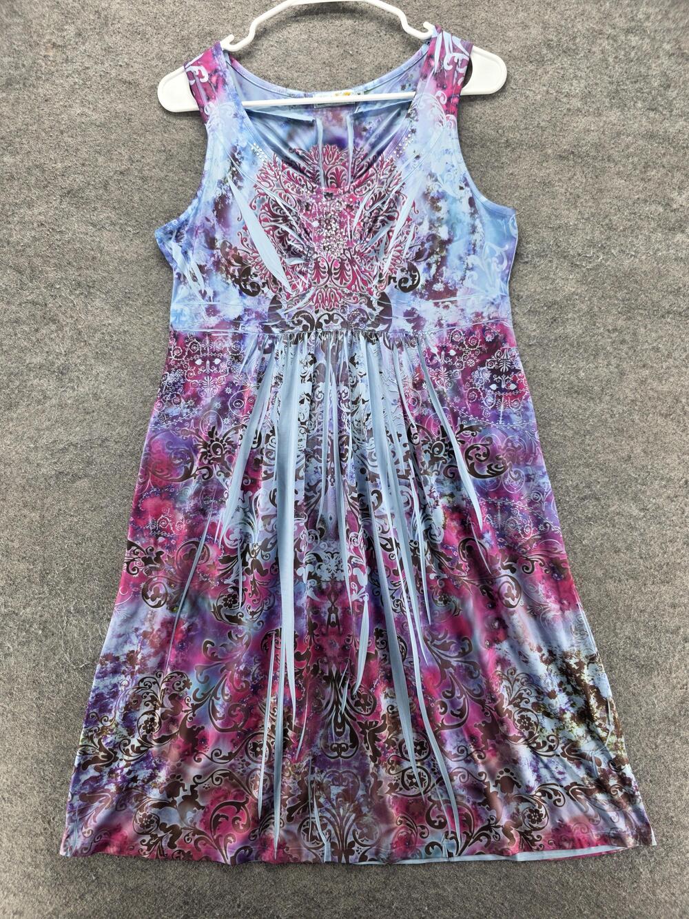 Unity World Wear Dress Womens M Multicolor Sundress Tank Knee Length Jersey